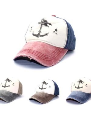 Women Anchor Print Baseball Cap Multi Color