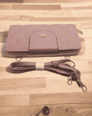Women PU Embroidered Clutch Black Brown Blue Pink Grey Beige Purple Lilac