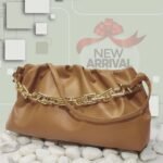 Women PU Leather Plain Hand Bag with Chain Strap 13x9"
