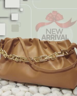 Women PU Leather Plain Hand Bag with Chain Strap 13x9"