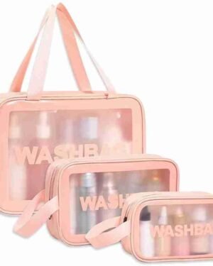 Women's 3-Pc Makeup Kit Box Polyester Washbags