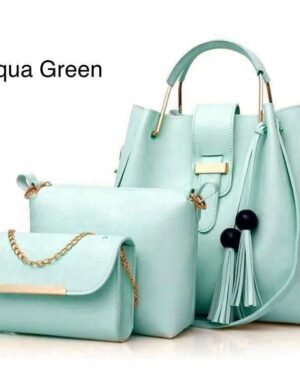 Women's Aqua Green Rexine 3-Piece Handbag Set
