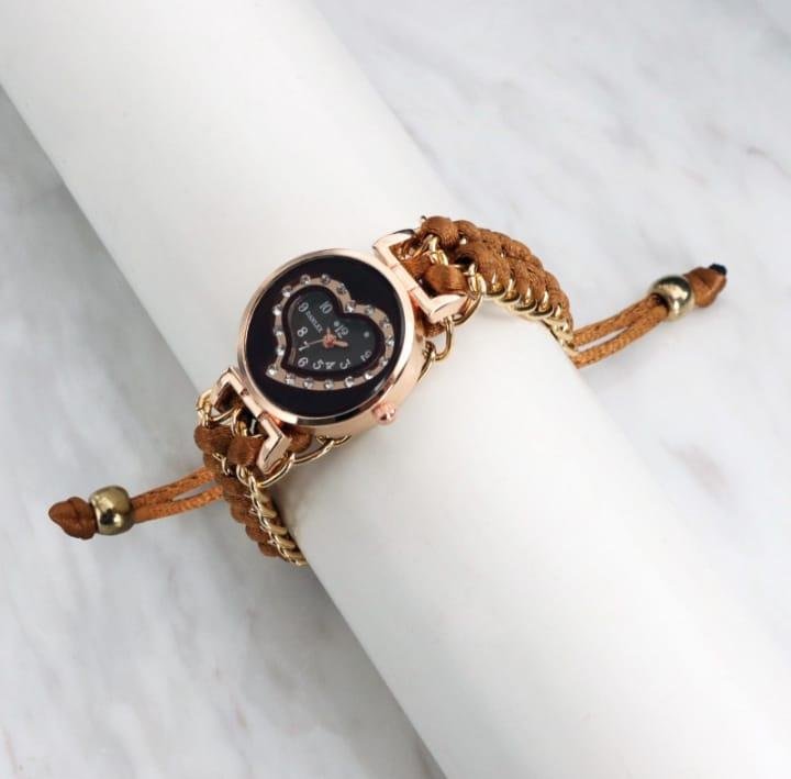 Women's Brown Heart Watch with Stainless Steel Bracelet Women's Brown Heart Watch with Stainless Steel Bracelet