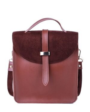 Women's Burgundy PU Leather Crossbody Bag 9x8"