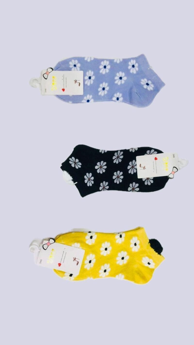Women's Cotton Flower Ankle Socks Pack of 3
