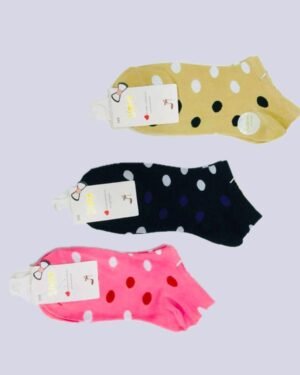 Women's Cotton Polka Dot Ankle Socks Pack of 3