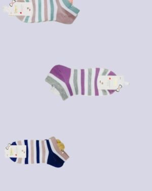 Women's Cotton Striped Ankle Socks 3 Pcs Multicolor