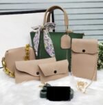 Women's Green Rexine 5-Piece Handbag Set