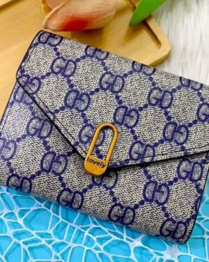 Women's Grey Tri-Fold Wallet with Printed Pattern