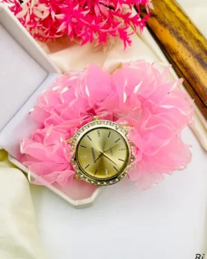 Women's Pink Rhinestone Bracelet Watch Quartz Water Resistant