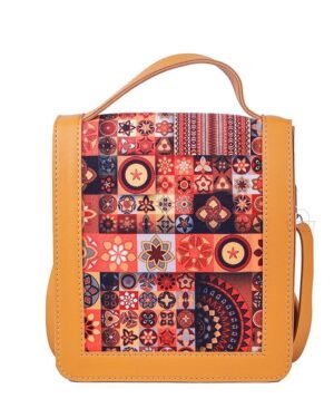 Women's PU Leather Crossbody Bag with Colorful Patchwork Design