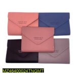 Women's PU Leather Envelope Wallet Pink Blue Black Grey Lavender
