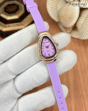Women's Quartz Watch Purple Leather Strap Water Resistant