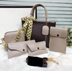 Women's Rexine 5-Piece Handbag Set Brown
