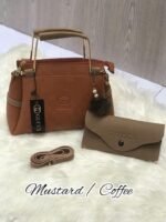 Women's Rexine Handbag Set Mustard 2Pcs Top Handle