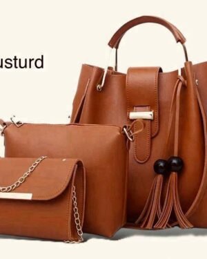 Women's Rexine Plain Hand Bag Set