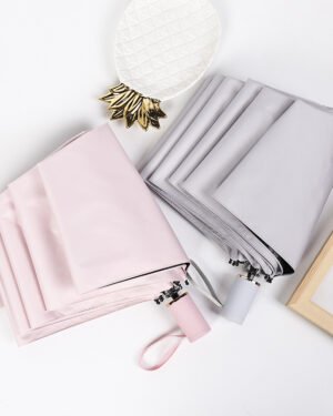 Women's Three-Fold UV Sun Umbrella Pink Grey Folding