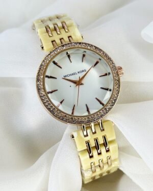 Women's Yellow Quartz Chain Strap Watch 2 Pcs Pack