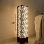 Wooden Floor Lamp with Leaf Pattern 15.5"