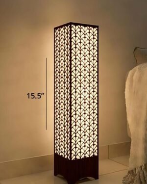 Wooden Floor Lamp with Leaf Pattern 15.5"