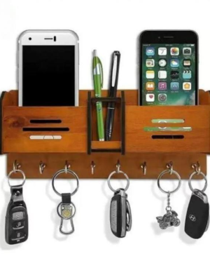 Wooden Wall Mount for Keys & Mobiles Modern Decor