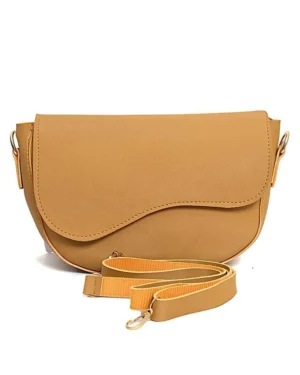Yellow PU Leather Crossbody Bag for Girls
